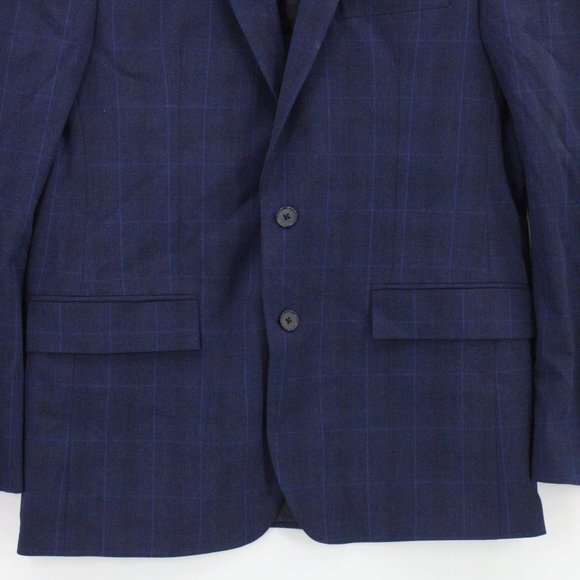 Ryan Seacrest Blazer Mens Navy Blue Plaid Casual Two Button Front Lined Size 40R - Picture 4 of 10